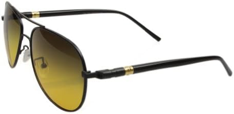 Aoron® Premium Aviator Polarized Night Vision Driving Glasses Mb209dn (Black frame)