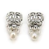 Barse Amore Filigree Pearl & Crystal Clip Earrings