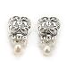 Barse Amore Filigree Pearl & Crystal Clip Earrings
