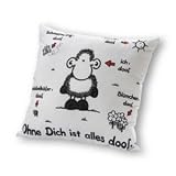 Sheepworld 40157 Kissen - Ohne Dich ist alles doof, ca. 40 x 40 cm weiss