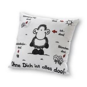 Childrens Toyshop  Küche & Haushalt : Sheepworld 40157 Kissen - Ohne Dich ist alles doof, ca. 40 x 40 cm weiß