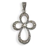 Sterling Silver Cut Out Marcasite Cross Pendant