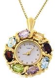  : Sterling Silver Vermeil Genuine Multi Gemstone Wreath Watch Pendant