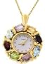 18kt Over Sterling Silver Genuine Multi Gemstone Wreath Watch Pendant