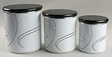Corning Simple Lines 3-Piece Metal Canister Set W/Wood Lids, Fine China Dinnerware