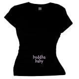 Flirty Diva Tees Woman's SoftStyle T-Shirt-Buddha Baby-Black-Neon Pink