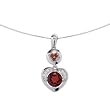 Sterling Silver Garnet Heart Shaped Pendant Necklace with Hanging Accent
