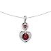 EXP Sterling Silver Garnet Heart Shaped Pendant Necklace with Hanging Accent