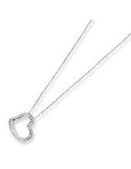 14k White Gold Diamond Fascination 18in Small Heart Necklace