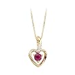 14K Yellow Gold 0.01 ct. Diamond and 4 MM Ruby Heart Pendant with Chain