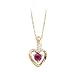 14K Yellow Gold 0.01 ct. Diamond and 4 MM Ruby Heart Pendant with Chain