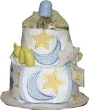 2 Tier Blue Moon and Stars Baby Diaper Cake