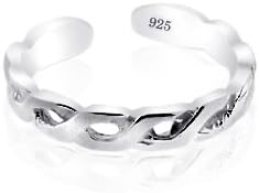Sterling Silver 925 Old Knots Design Toe Ring. Nickel Free Adjustable Fit Solid Band One Size Fits All. Polished