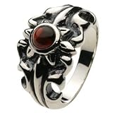 【シルバーアクセサリー リング・指輪】 ガーネット サンマーク ゴシック ゆりの紋章 メンズ cenote-r0309 リング ガーネット