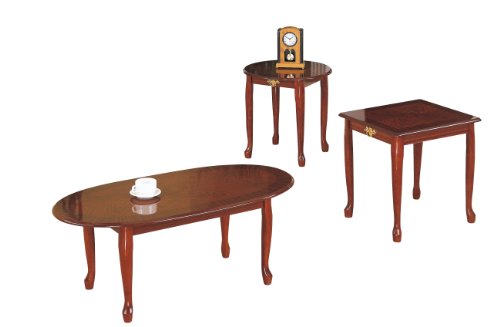 Poundex Queen Ann 3-Piece Table Cherry
