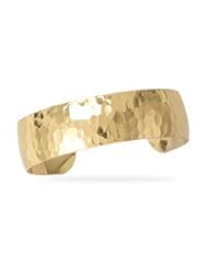 Jewelry: 14 Karat Gold Plated Brass Hammered Fashion Cuff Bracelet