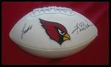Kurt Warner & Larry Fitzgerald Autographed/Hand Signed Football