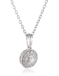 Womens Sterling Silver Diamond Frame Pendant Necklace (1/10 cttw, I-J Color, I2 Clarity) 18"
