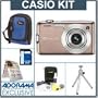 Casio Exilim Card EX-S12PK Digital Camera Kit,- Pink- with 4 GB SD Memory Card, Camera Bag, Table Top Tripod, EZ Digital Photography Guide, Professional Lens Cleaning Kit