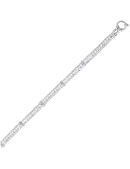 14K White Gold Dual Wheat Chain Bracelet with Diamond Stations (.09 ct. tw.)