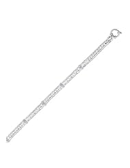 14K White Gold Dual Wheat Chain Bracelet with Diamond Stations (.09 ct. tw.)