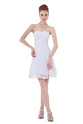 Sexy Strapless Applique Backless Sequined Short Sleeveless Chiffon Evening Dress/Bridesmaid Dress/Prom Dress/Party Dress/Wedding Dress 