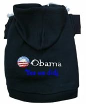 Obama Yes We Did Rhinestone Dog Hoodie Hooded Sweatshirt Size XL