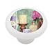 Candles and Flowers Decorative High Gloss Ceramic Drawer Knob