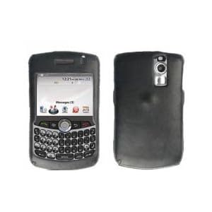 Fits BlackBerry Curve 8300 8310 8320 8330 Cell Phone Snap on Protector Faceplate Cover Housing Case - Executive Black(Feels Like Leather)