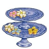 Product details for Blue Scalloped Cake Stands (Set of 2)