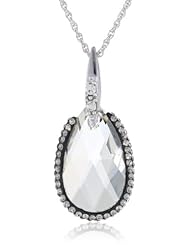 Sterling Silver Swarovski Crystal Oval Pendant Necklace, 18"