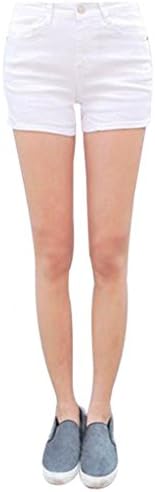 VENTELAN Women's Solid Color Stretch High Waisted Hotpants Skinny Pants Shorts