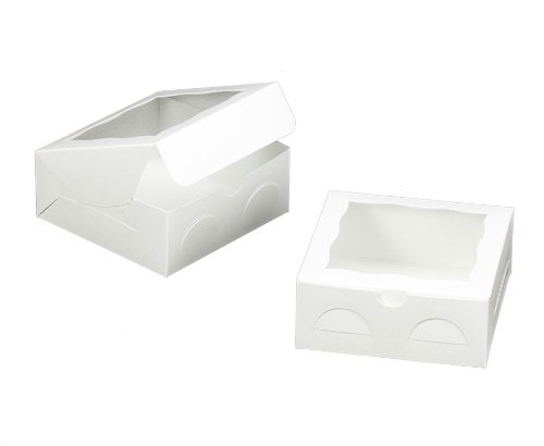 Dress My Cupcake Window Cupcake Box, White, Set of 100
