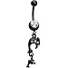 Black Anodized Zirconia Duet Dolphin Belly Ring