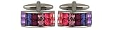 Multi-Colour Crystal Cufflinks - Violet / Amy / Pink/ Blue