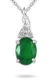 1.75 Carat Genuine Emerald and Diamond Pendant in .950 Sterling Silver