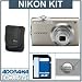 Nikon Coolpix S3000 Digital Camera Kit,- Silver - with 4GB SD Memory Card, Camera Case, 2 Year Extended Service Coverage,