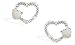 14K White Gold Genuine Heart Opal and Diamond Earrings