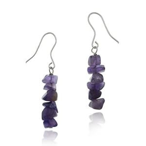 Sterling Silver Genuine Amethyst Chip Earrings