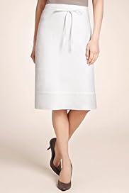 Linen Blend Pull On Knee Length Skirt
