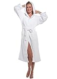 Bademantel Herren Damen Frottee Baumwolle mit Kapuze Föhr weiss M