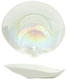 Large Glass Pearl White Abalone Shell Dish 11" x 12"