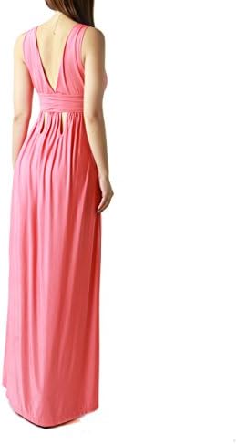 Women's Elegant and Sexy Sleeveless Long Dress (LARGE, PINK-JP1127)