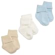 Jefferies Socks Organic Cotton Turn Cuff Sock, 3 Pack, Light Blue/Natural/White, 12-24 Months