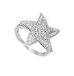 Sterling Silver Rhodium Ring with Clear CZ - Star - Size: 6-9