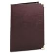 Pad Holder, Leather Look w/Brass Corners, Writing Pad, Pockets, Burgundy