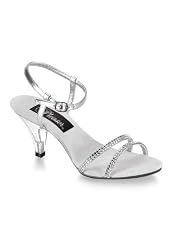3 Inch Heel Silver Sandal Women'S Size Shoe With Rhinestone Dual Toe Strap