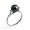 Tahitian Black Pearl Ring with Diamond in 14K White Gold