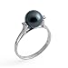 Tahitian Black Pearl Ring with Diamond in 14K White Gold