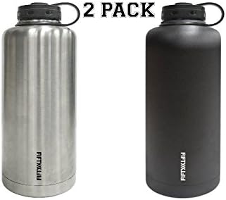 Lifeline Vacuum Insulated Stainless Steel Double Wall Growler (64oz, Silver &amp; Black Barrel Style)